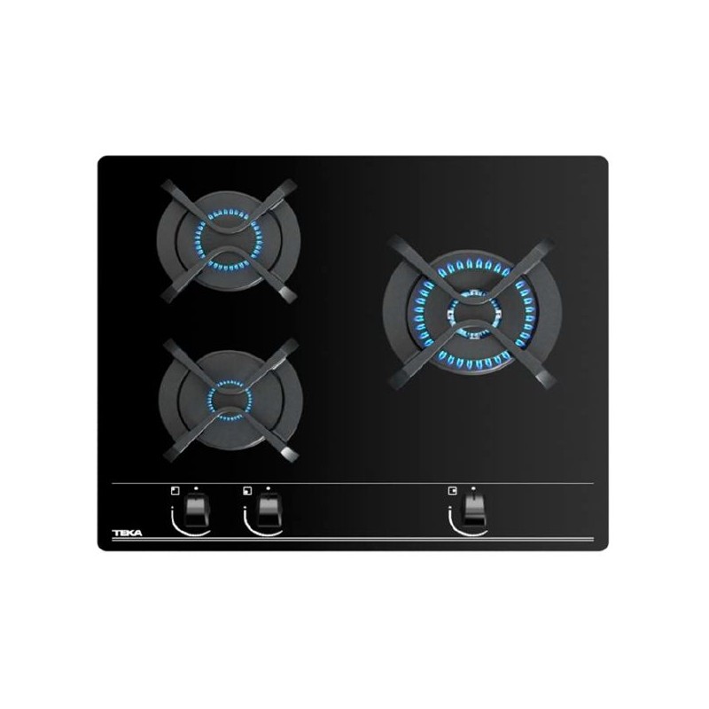 Encimera Teka GBC63010KBB, 3 fuegos, cristal gas Encimera Teka GBC63010KBB, 3 fuegos, cristal gas