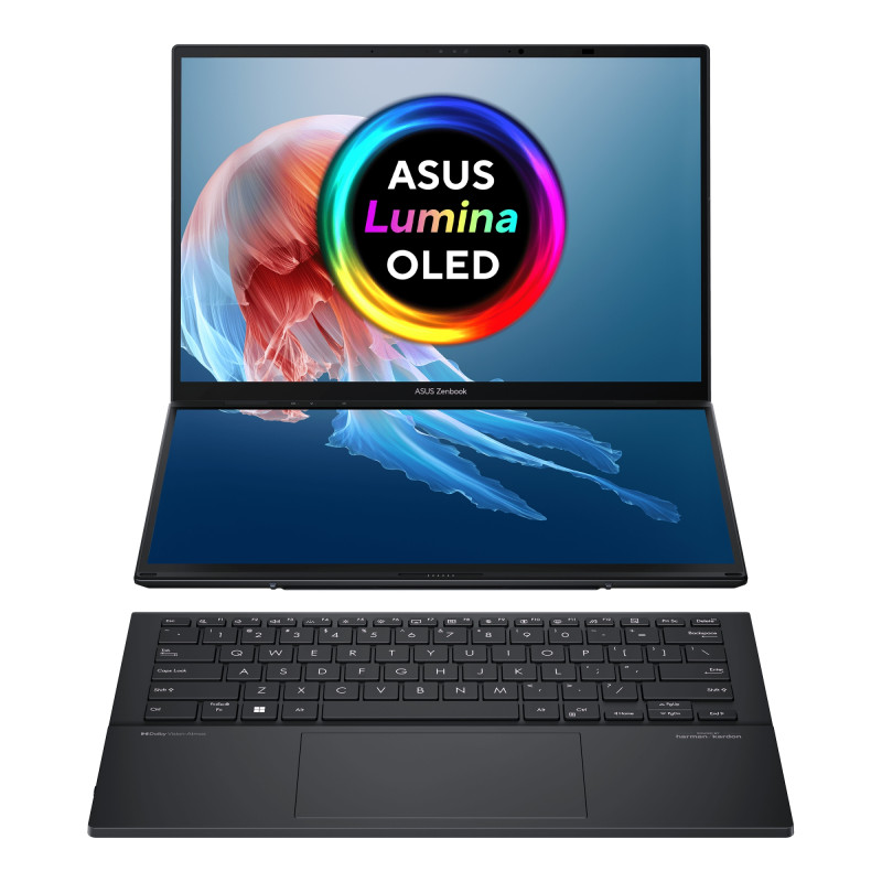 Zenbook Duo OLED UX8406MA-QL396W - Ordenador Portátil 14 WUXGA (Intel Core Ultra 9 185H, 32GB RAM, 1TB SSD, Arc Graphics, Windows 11 Home) Gris Tintero - Teclado QWERTY español