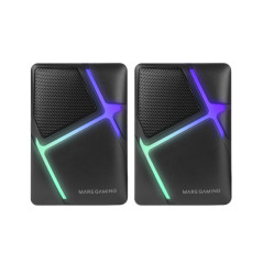 MS-H, Altavoces Gaming RGB Flow, Drivers Invertidos y Sonido 3D-Surround 10W, Altavoces Compactos con Caja de Control de Volumen, Conexión Universal Jack 3.5mm, Negro