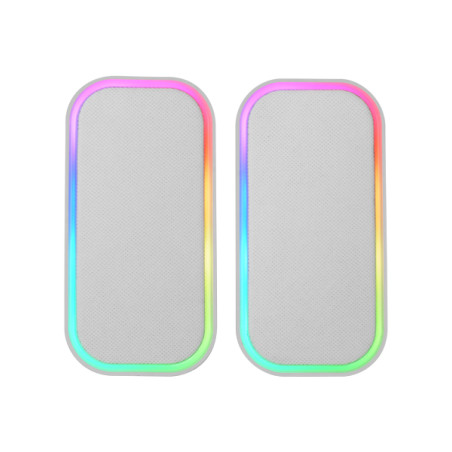 MS-OM, Altavoces Gaming 20W, Iluminación Dinámica RGB, Altavoces Bluetooth 5.3 + AUX-IN, Caja de Control de Volumen, Chipset DSP Personalizado, Compatibilidad Universal, Blanco