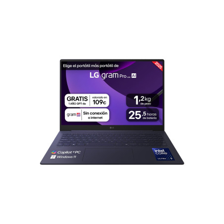 Gram Pro 16Z90TS-G.AU99B ordenador portatil Copilot+ PC Intel Core Ultra 9 288V Portátil 40,6 cm (16) 2.5K 32 GB LPDDR5x-SDRAM 1 TB SSD Wi-Fi 7 (802.11be) Windows 11 Home Gris