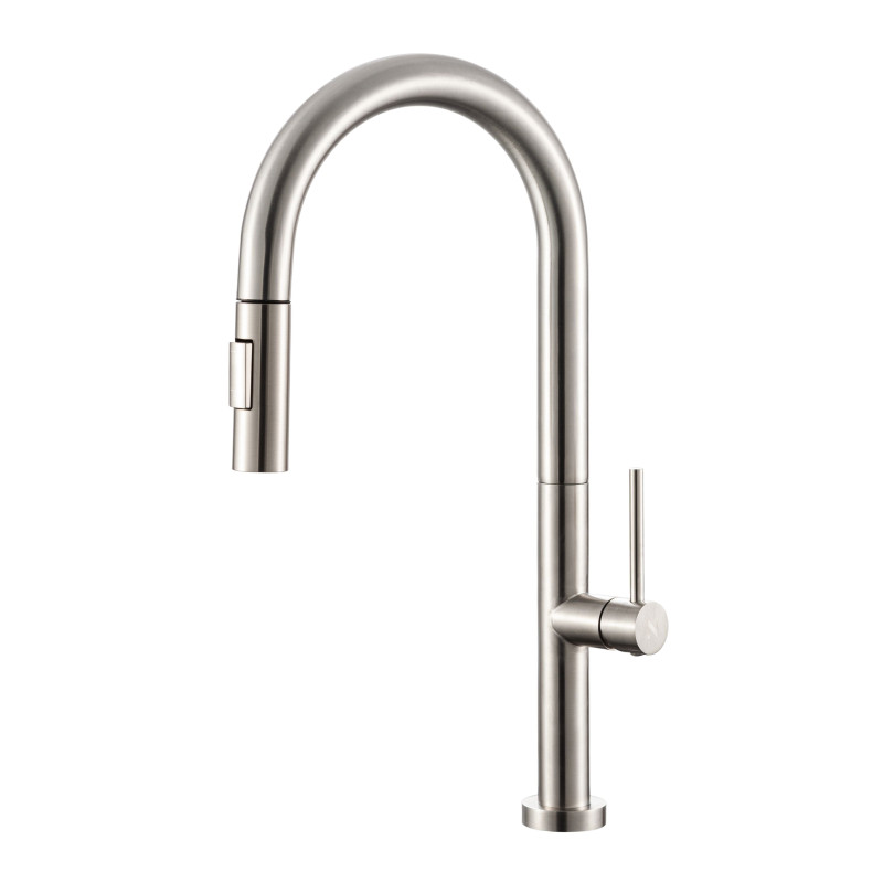 Grifo monomando Nova FR40, cisne, acero cepillado