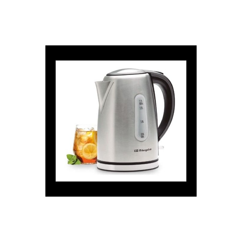Hervidor Orbegozo KT6024, 1.7L, 2200W, Inox, 360º