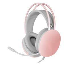 MH-GLOW Rosa, Auriculares 360° Full Chroma RGB Flow, Micrófono Cancelación de Ruido, Diseño Ultra-ligero, Almohadillas Mempory-Foam, Compatibilidad Universal