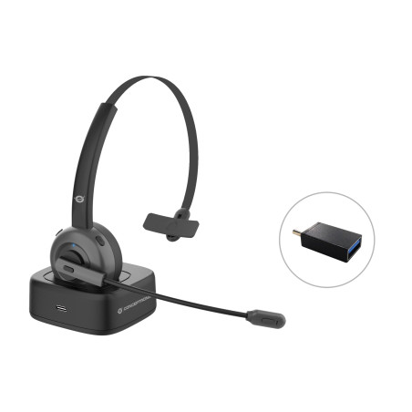 POLONA03BD auricular y casco Auriculares Inalámbrico Diadema Oficina/Centro de llamadas Bluetooth Base de carga Negro