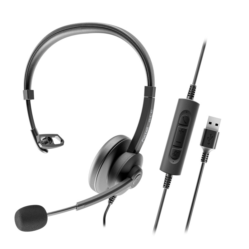 AXH-ACEUCM auricular y casco Auriculares Alámbrico Diadema Oficina/Centro de llamadas USB Type-C / USB Type-A Negro